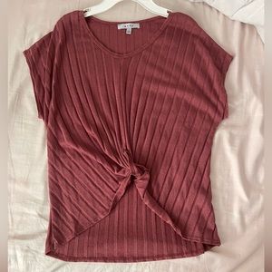 Mauve Pink Tie Front Top